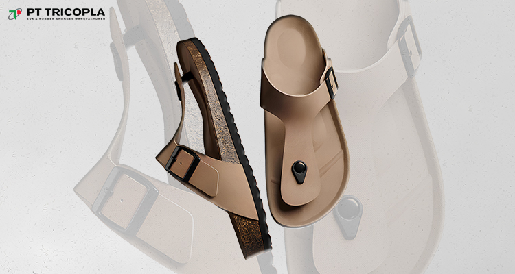 kombinasi eva foam dan bio cork untuk sandal